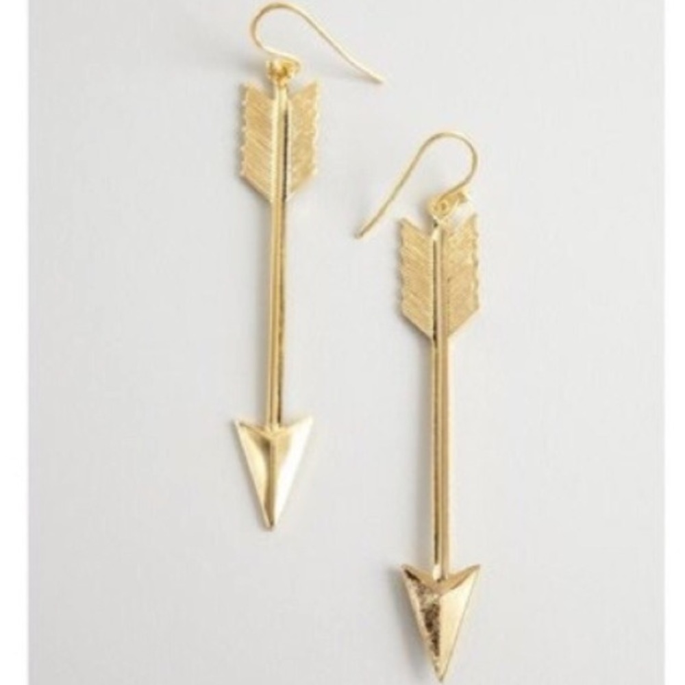 NEW!💙💎GOLDEN! ARROW! DROP EARRINGS!💎💙AWESOME! - Picture 2 of 3